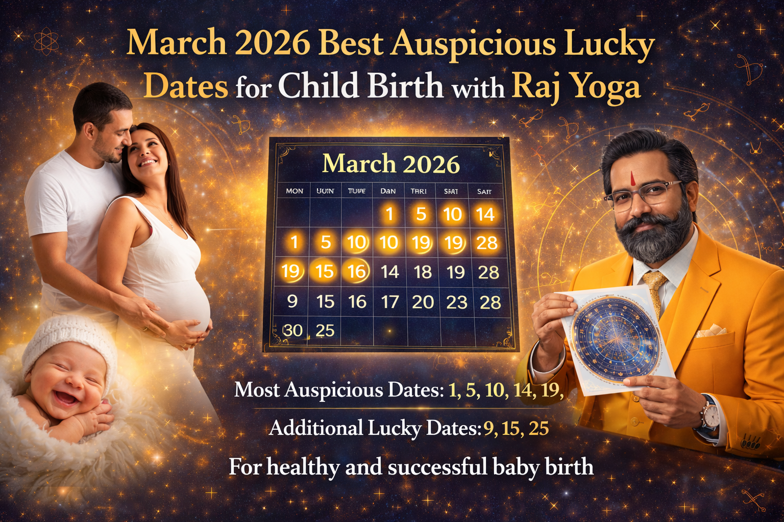 march 2026 best auspicious lucky dates for child birth with raj yoga